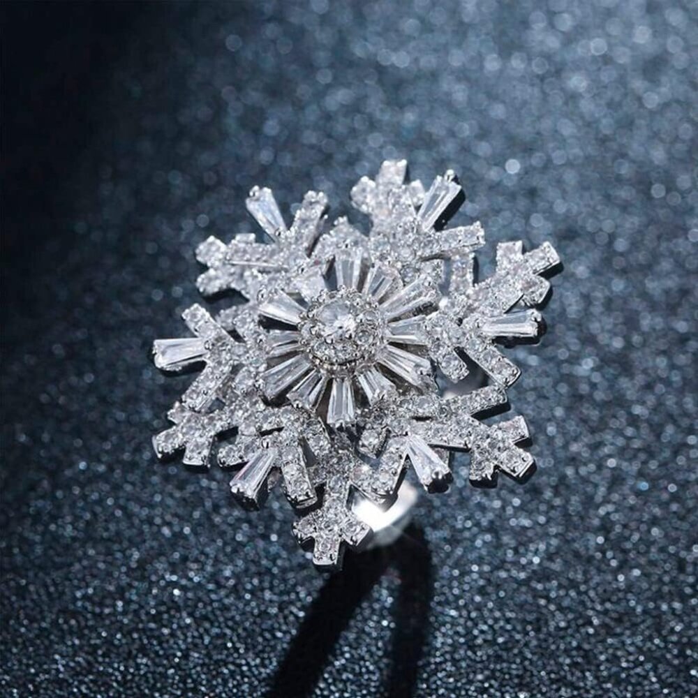 Snowflake Rings, Funny Rotatable Snowflake Adjustable Big Ring Fidget Rings for - Picture 3 of 6